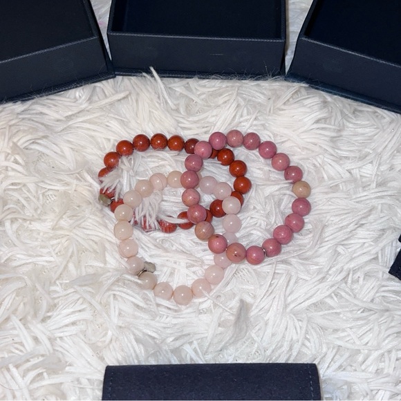 NEW Authentic Crystal Bracelets: Rose Quartz, Rhodonite, Red Jasper Love Stack - Picture 16 of 16